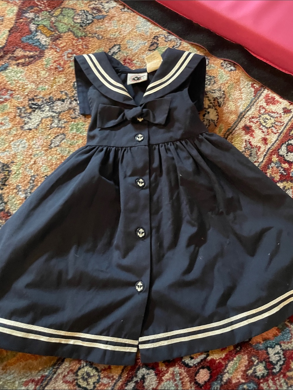 Good Lad Navy Sailor Dress with White Trim and Bow